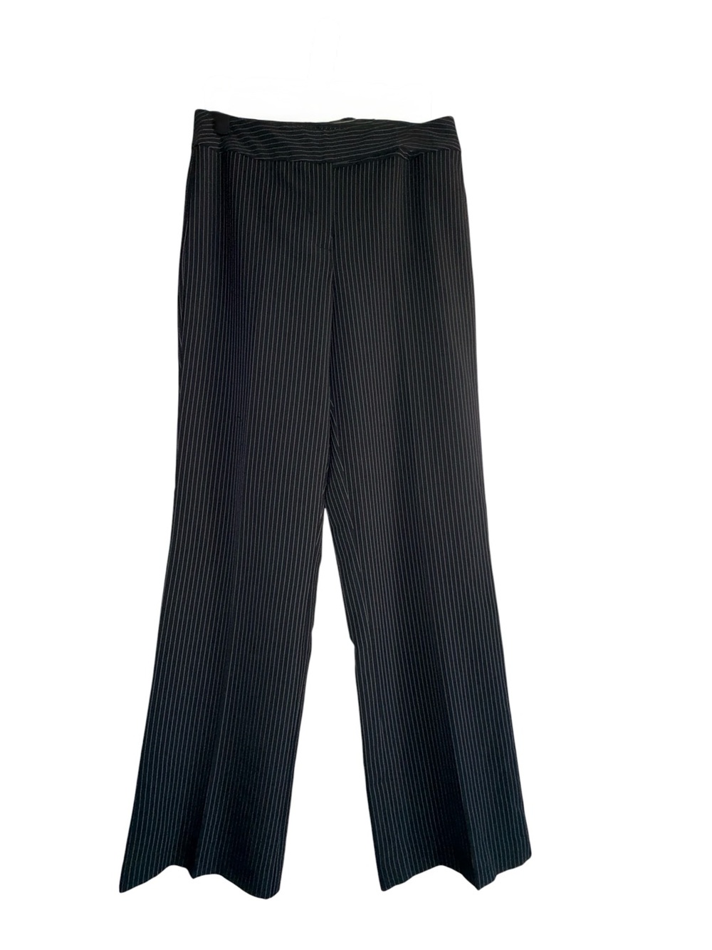 Harve Benard Black Pinstripe Wide-Leg Pants